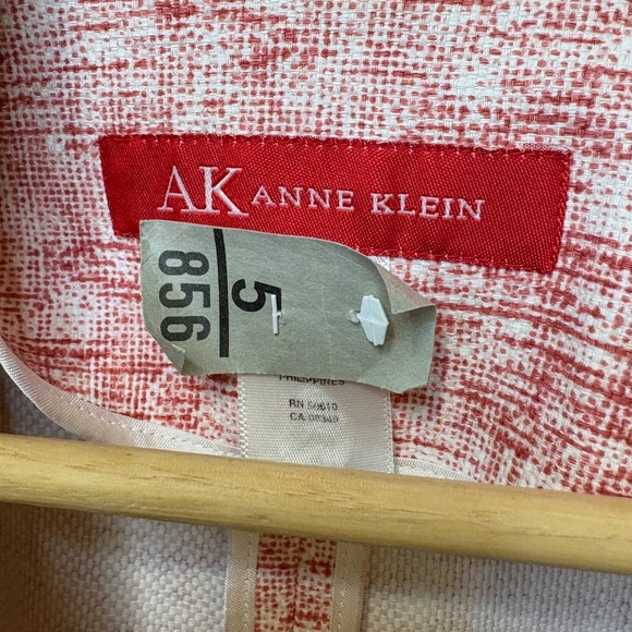 Anne Klein New York Red & White Open Front Jacket Blazer Women's Size Medium - Picture 2 of 5